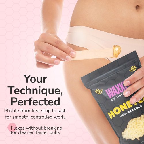 WAXXED Honeyed Hard Wax Beads 2.2LB – Budget-Friendly Golden Gel Waxing Beads That Melt Fast at Low Temp – Flexible Texture for Smooth Application – Clean Removal, Low Residue - Gentle for All Areas