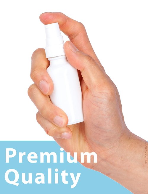 JUVITUS 1 oz High Shine Gloss White Glass Boston Round Bottle with White Treatment Pump (24 pack)