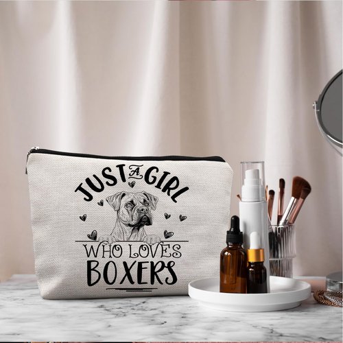 Absnfatu Boxer Dogs Makeup Bag, Just A Girl Who Loves Boxers Cosmetic Pouch