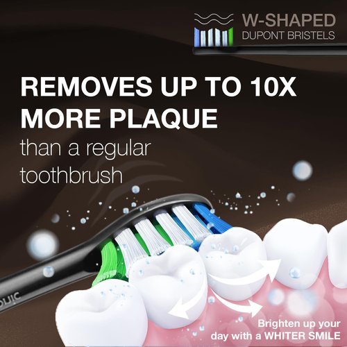Wagner Stern IntelliBrush Series Whitening Electric Toothbrush with Pressure Sensor. Offers 4 Brushing Modes, 3 intensities, 8 Soft Brush Heads, and a Luxury Travel case.