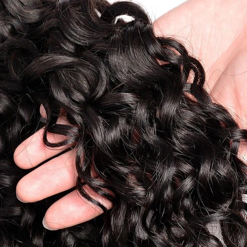 Water Wave Bundles Human Hair Wet And Wavy Human Hair Bundles Double Weft Natural Black Color 12 14 16 Inch Brazilian Virgin Remy Hair Extensions For Women 300G
