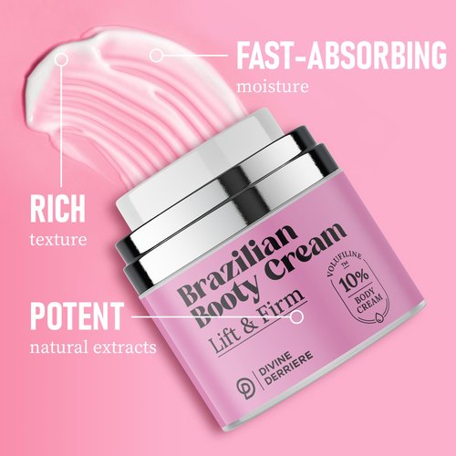 Divine Derriere Brazilian Body Butter Cream, Lift and Firm Body Cream with Volufiline Helps Reduce the Appearance of Cellulite for a Lifted and Firm-looking Derriere, Bum Bum Cream, 50ml