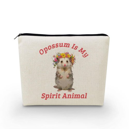 YULUENZE Funny Opossum Makeup Bag Toiletry Zipper Pouch Inspirational Gift Opossum Is My Spirit Animal Cosmetic Bag for Opossum Lovers Women Friends