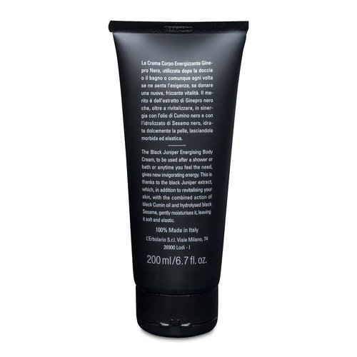 L’Erbolario Energizing Body Cream – Moisturizing Body Butter – Replenishing and Nourishing Skin Care with Citrus, Woody Scent - Black Juniper – 6.7 oz