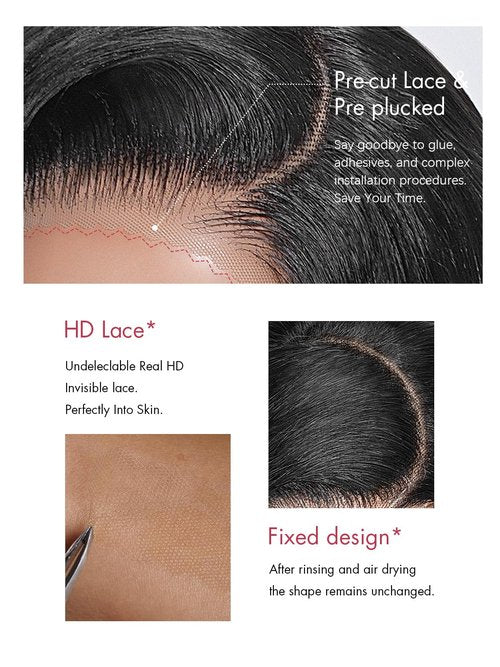 GPOP Short Bob Wig Human Hair Straight Glueless Wigs Human Hair Pre Plucked Pre Cut 250 Density 5x5 HD Lace Glueless Drawstring Pixie Cut wigs for Women Natural Color