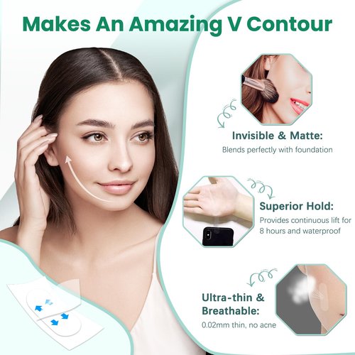 KOSOBO Face Lift Tape, Face Tape Lifting Invisible, Facelift Tape for Face Invisible, Neck Tape Skin Tape Facial Tape for Lifting Loose Sagging Skin, Jowls, Eyes, Double Chin (1 Count (Pack of 172))