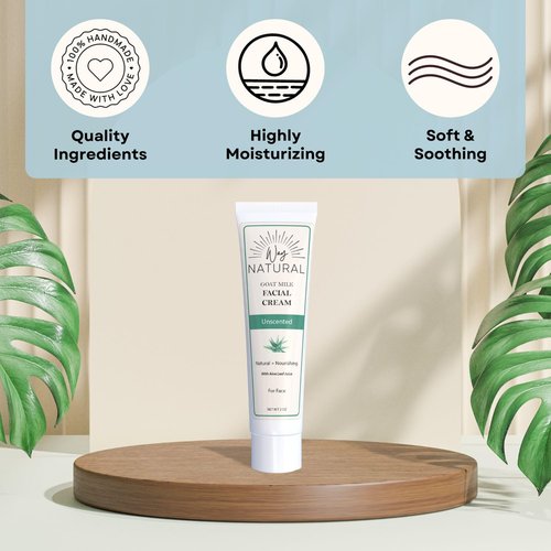 Way Natural Goat Milk Lotion, Fragrance-Free - Natural Facial Moisturizer for Women & Men w/Aloe - Hydrating Face Moisturizer for Dry Skin, Day & Night - Unscented Goat Milk Face Cream - 2oz Tube