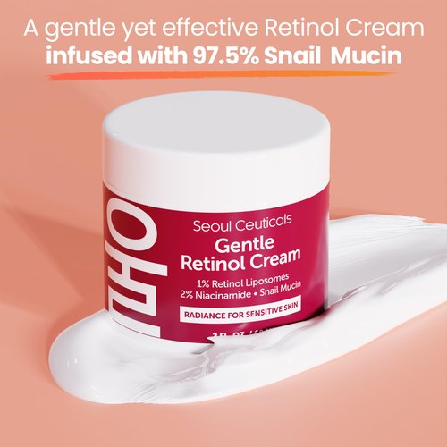 SeoulCeuticals Korean Retinol Night Serum + Retinol Night Cream for Face + 97.5% Snail Mucin for Sensitive Skin