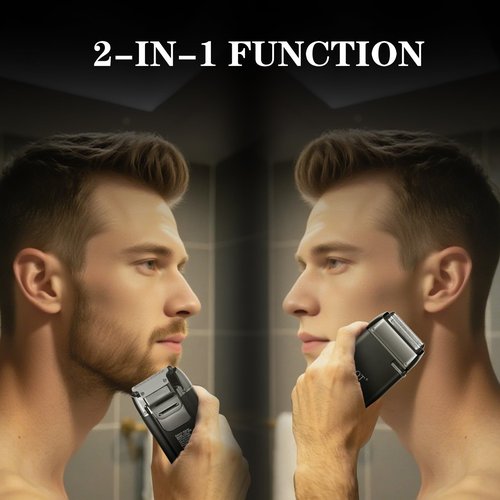 LQT Latest 2-in-1 Electric Shaver Facial Mesh Shaver - Portable Cordless Shaver - Hidden Trimmer and Fast Charging Function - (3150 Mesh Holes, 60 Blades) Black