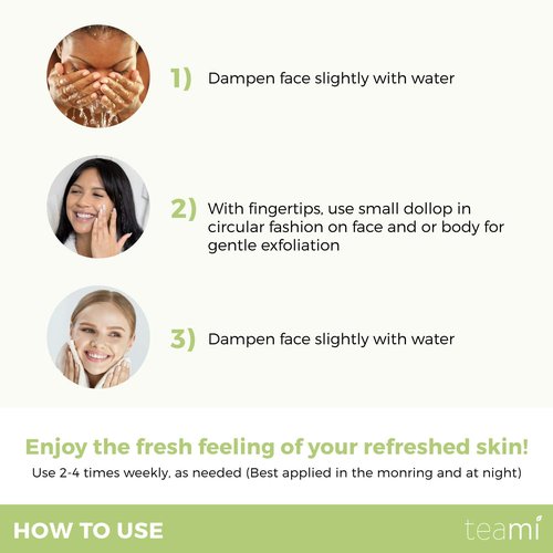 Teami Matcha Green Tea Facial Scrub For Hydrating, Moisturizing, and Exfoliating, Natural Exfoliating Body & Organic Face Exfoliator Sugar Scrub with Lemongrass, Non-Greasy Face Exfoliant