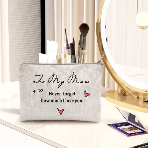To My Mom Gift,Never Forget How Much I Love You,Makeup Bag,Best Mom Ever Bag,Cosmetic Bag,Mother Birthday Gift (To Mom)