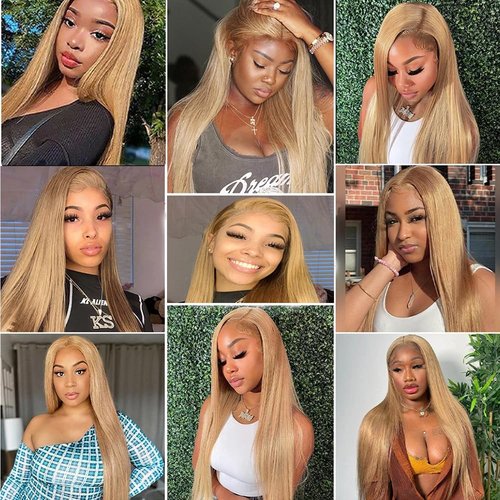 14 14 14 Inch #27 Honey Blonde Bundles Human Hair Straight 3 Bundles Brazilian Remy Hair 50 Grams/Bundle 10A Grade Unprocessed Virgin Hairs Blonde Straight Bundle Weaves Extensions