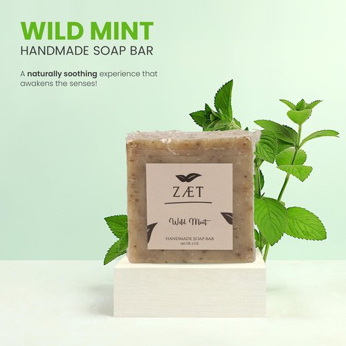 ZAET 8-Pack Wild Mint Bar Soap – Made with Wild Mint Extract, Olive Oil and Coconut Oil - Handmade Soap Bar for Face, Body and Hands - Gently Cleanses and Refreshes All Skin Types- For Men and Women