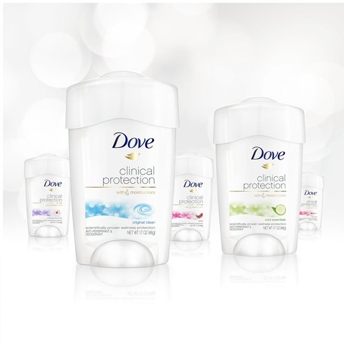 Dove Deodorant, Clinical Protection for Women, 3-Stick Variety Pack - Antiperspirant Deodorant with 48-Hours of Protection, Moisturizing for Sensitive Skin, Scented, 1.7 Oz (3 Piece Set)
