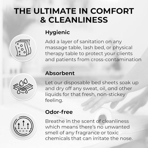 MASERTIO Disposable Massage Bed Cover - Non-woven Disposable Material - Ideal for Spa, Massage Table, Tattoo, Waxing Table - No Crinkle Table Sheets - 31.5 x 71 Inches (30 Sheets Per Roll)