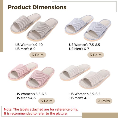 12 Pairs House Slippers for Guests, Open Toe House Slippers for Woman Men, Non Slip Foam Sole, Hotel Slipper for Guests, Breathable Linen Upper, Unisex Slipper for Travel, Hotel, Home, Party, Bedroom