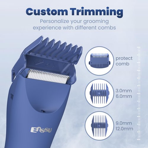 ENSSU Manscape Body Hair Trimmer for Men, IPX7 Waterproof Groin & Pubic Hair Trimmer with Ceramic Blade & Light, Rechargeable Electric Ball Trimmer for Men, Wet or Dry Use Body Groomer for Legs/Chest