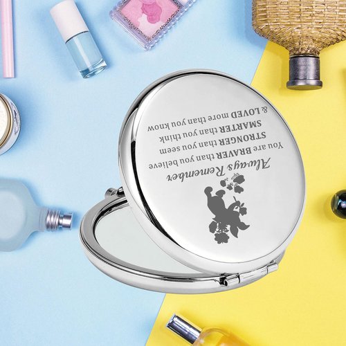 KEYCHIN Pig Pocket Mirror Pink Pig Fans Gifts You are Braver Stronger Smarter Than You Think Pig Compact Mirror (Pig-S)