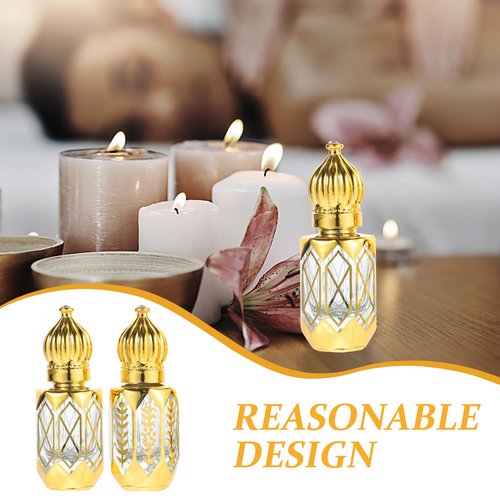 Ciieeo Roll on Bottles, Roller Bottles for Essential Oils 6ml, Oil Roller Pitcher, Arabic Crystal Glass Refillable Roller Pitcher for Oils Perfume Travel 4Pcs