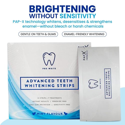Pro White Advanced Whitening Strips - Teeth Strips with Fresh Mint Flavor- Whitening Strips With 28 Applications for Easy Daily Use - Refresh Your Smile with Fast Acting Teeth Whitening Strips- 2 pack