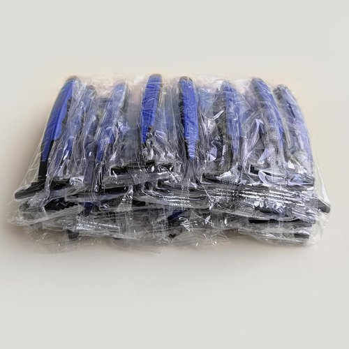 Individually Wrapped 3 Blades Razors Bulk, Travel Size Disposable Manual Razors with Stainless Steel Blade (Blue) (100)