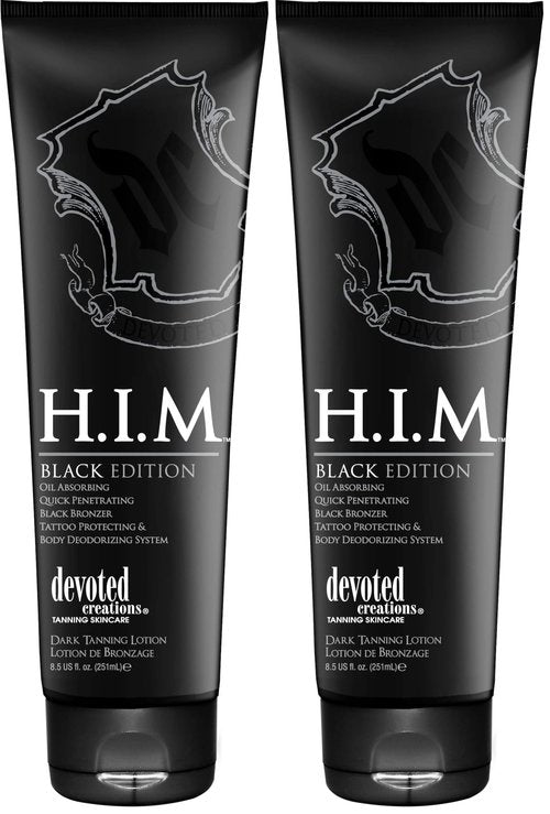 Devoted Creations H.I.M. Black Edition, Oil Absorbing Quick Penetrating Black Tan Lotion Bronzer, 8.5 oz. (Pack of 2)
