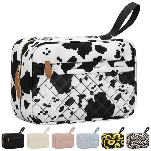 Vankor Travel Toiletry Bag for Women with Hanging Hook, Waterproof TSA Approved Cometic Toiletry Bag Organizers Leakproof Make up Bags for Women Cow Print