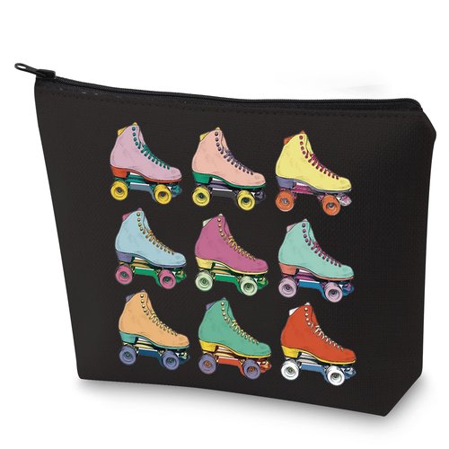 WZMPA Roller Skater Cosmetic Makeup Bag Roller Skating Lover Gifts Roller Gil Gift Roller Skate Sport Zipper Pouch Bag (Roller Skater BL)