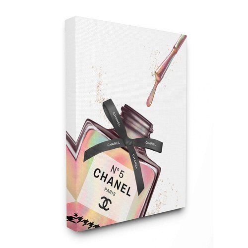 Stupell Industries Makeup Nail Polish Brush Rainbow Drip Fashion Design Canvas Wall Art, Multi-Color