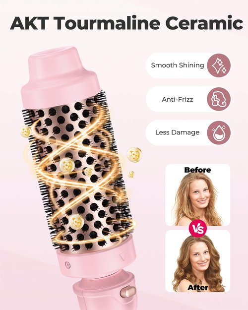 Farery Thermal Brush Set 3 in 1, Ceramic Curling Wand & Hot Brush with 9 Temperatures. 3 Interchangeable Travel Curling Irons for Short, Medium & Long Hair (1.25'', 1.5'' & 1.75'' Barrels)