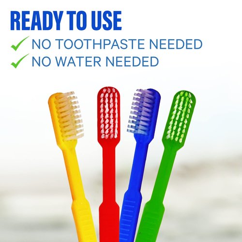 Bottles N Bags 100 Pack Prepasted Disposable Toothbrushes | Pre-Pasted Soft Bristle Tooth Brush Set for Dental Care & Oral Hygiene | Individually Wrapped Pasteb Made in USA (100 Pack)