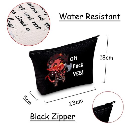 JXGZSO Oh F Yes Karlach Inspired Cosmetic Bag Funny RPG Gamer Gift BG3 Tiefling Makeup Bag (Oh F Yes Karlach Black)