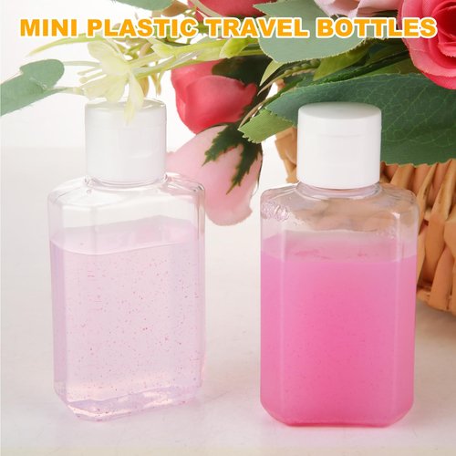 120 Pack 2 Oz Plastic Refillable Bottles with Flip Cap, Clear Hand Sanitizer Bottles, Travel Size Bottles with Flip Cap, Portable Reusable Containers with Lids for Shampoo,Body Soap,Toner, Lotion