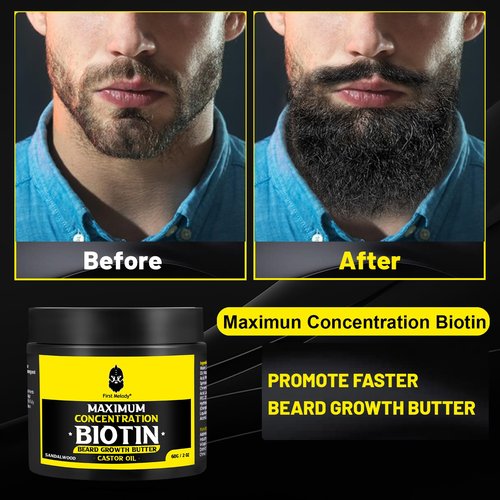 Beard Butter,Maximum Concentration Biotin,with Castor Oil and Argan & Jojoba Oils, Promotes Beard Growth, Styles, Strengthens & Softens Beards ,Unruly Beards While Relieving Itch,2 Ounce*2 (2 Pack)