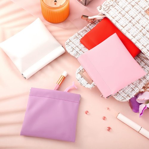BBTO 15 Pcs Lambskin Small Makeup Bag Waterproof Leather Pocket Cosmetic Bag No Zipper Self Closing Small Cosmetic Bag Cosmetic Pouch Travel Storage for Women Cosmetics Headphones Jewelry