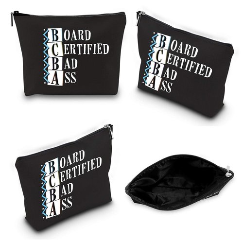 Generic WCGXKO Funny Behavior Analyst Gift BCBA Gift Board Certified Bad Ass Zipper Pouch Cosmetics Bag (BOARD CERTIFIED BAD ASS)