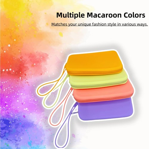 monolane 4 Pieces Silicone Makeup Toiletries Pouches, Waterproof Cosmetic Zipper Pouch, Digital Electronics Storage Bag, Beach Essential Travel Pouch (Creamy Collection)