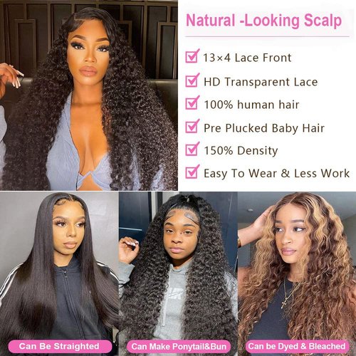 13x4 Lace Frontal Closure Kinky Curly Lace Frontal Closure 14 Inch Unprocessed Brazilian Virgin Hair HD Lace Closure Ear to Ear Transparent Lace Frontal with Baby Hair Natural Color …