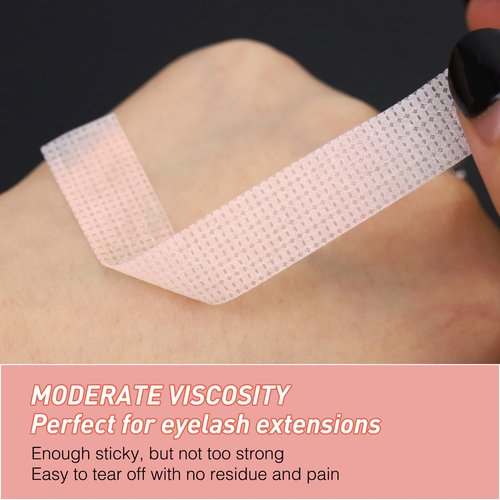 Lash Tape for Eyelash Extensions - Silicone Gel Eyelash Tape Eyelash Extension Tape for Sensitive Skin Pain Free Removal Breathable Micro Eyelash Extension Supplies（0.49in x 3.94yd，5Rolls Pink）