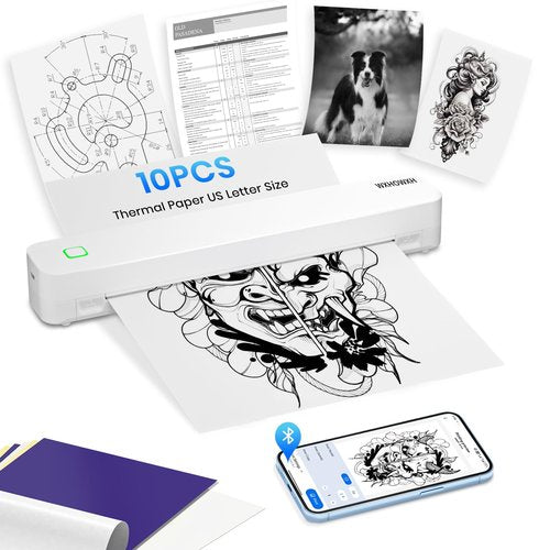 WXHOWXH Tattoo Stencil Printer,Tattoo Machine for Artists&Beginners,Without Transfer Paper,Portable Wireless Bluetooth Printer Compatible with Phone&PC