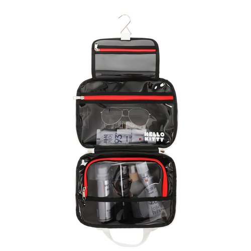 Bioworld Hello Kitty Foldable Hanging Toiletry Travel Bag Cosmetic Case With 3D Bow