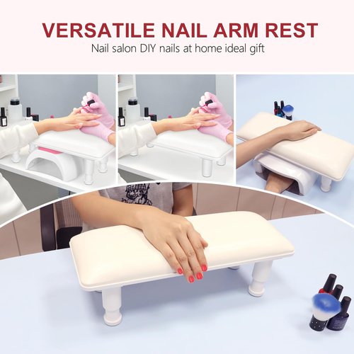 Arm Rest for Nails Tech,Height Adjustable Nail Arm Rest Stand,Cleanable Leather Hand Rest Holder Pillow,Manicure Armrest with Detachable Plastic Legs,Anti-slip