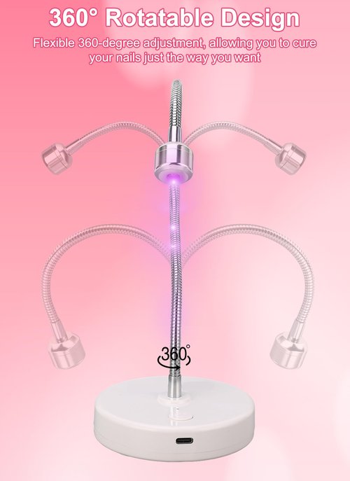 Zunate LED Light, 3W Gel Polish Drying Lamp, Flash Cure Light with Gooseneck, Gel Polish Dryer Lamp, Curing Lamp for Fluorescent Paint, Gel Nail