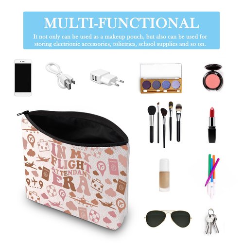 Flight Attendant Gift In My Flight Attendant Era Stewardess Aviation Travel Makeup Bag for Cabin Crew Hostess Aviation Gift (Flight Attendant Era Bag)