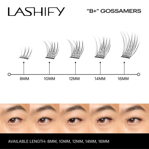 Lashify Bold Plus+ 12mm Gossamer Eyelash Extensions Refill in Black, Easy DIY False Lashes for the Most Delicate, Natural and Long Lasting Look