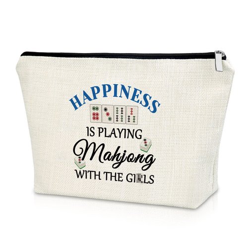 Mahjong Gift Makeup Bag Gifts for Mahjong Players Mahjong Themed Gifts for Women Sister Cosmetic Bag Gifts for Mahjong Lovers Retirement Birthday Travel Pouch