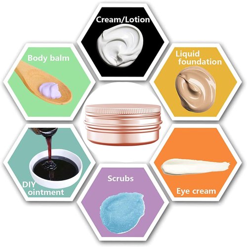 1 Ounce Aluminum Tin Jar with Screw Cap 30mL Tin Cans Refillable Containers for Cosmetic, Lip Balm, Cream, Lotion, Balms, Spices, Salve, Rose Gold 80 Pcs