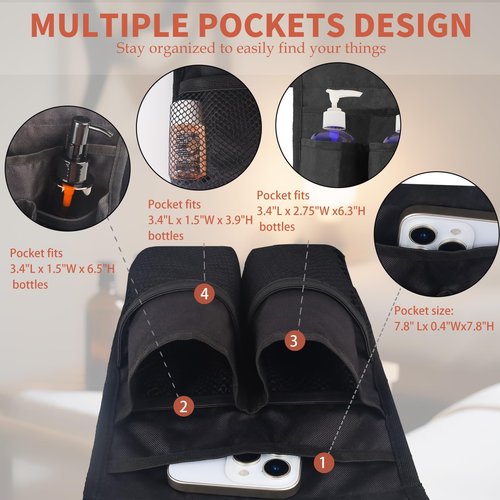Merleu Massage Bottle Holster with Multiple Pockets Design,Machine Washable Massage Lotion Holster with Air Mesh,Heavy Duty Adjustable Strap and Durable Massage Oil Holster，for Massage Therapist