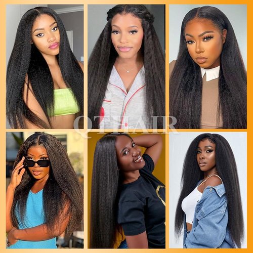 QTHAIR 16A Kinky Straight Lace Closure (14inch) 4x4 Free Part 150% Density Top Swiss Lace Natural Straight Human Hair Closure with Baby Hair