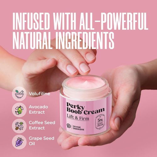 Divine Derriere Perky Body Cream - Lift & Firm Skin Tightening Cream for Body - Moisturizing Chest Firming Cream with Volufiline Helps Tighten Saggy Crepey Skin for a Perkier Look & Toned Décolleté